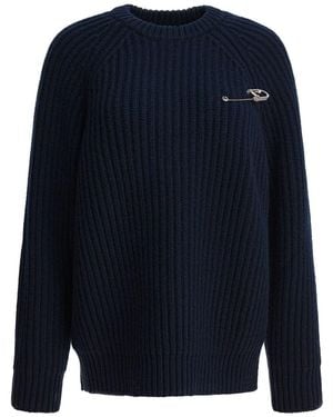 Prada Wool Knitwear With Pin - Blue