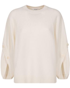 Max Mara Crossover Detail Oversized Wool And Cashmere Jumper - Natural