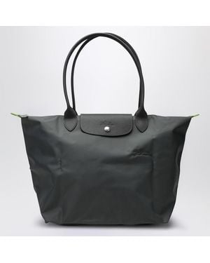 Longchamp Graphite-coloured L Le Pliage Green Bag - Black
