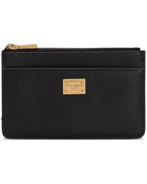 Dolce & Gabbana Card Holder With Zip And Tag - Black