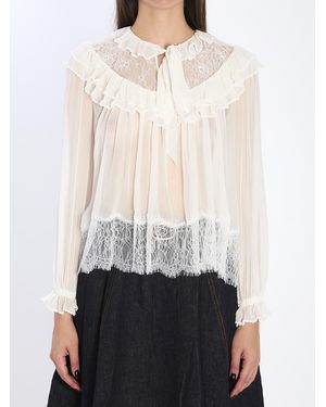 Self-Portrait Georgette Lace Blouse - White
