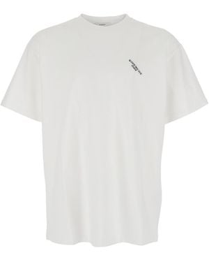 Givenchy White T-shirt With Diagonal Embroidered Logo In Cotton Man