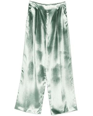 Alberta Ferretti Satin Wide-Leg Trousers - Green