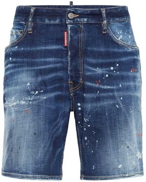 DSquared² Stretch Cotton Denim Shorts - Blue