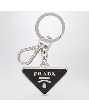Prada Saffiano And Metal Key Ring - Metallic