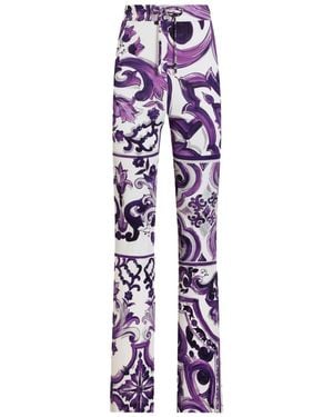 Dolce & Gabbana Majolica-Print Flared Pants - Purple