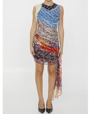 Marine Serre Regenerated Scarves Dress - Blue