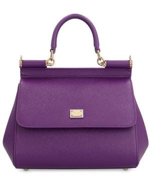Dolce & Gabbana Sicily Media Leather Handbag - Purple