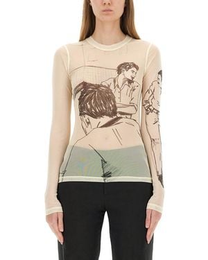 JW Anderson Jw Anderson Transparent Top With Print - Natural
