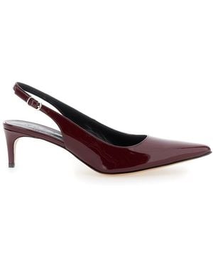 Plain 'Luisa' Bordeaux Slingback Court Shoes With Low Heel - Brown