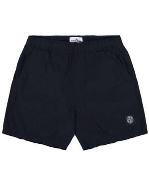 Stone Island Swimsuit With Logo Patch - Blue