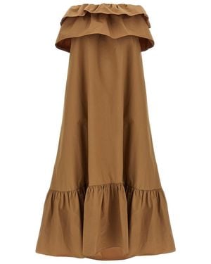 Saint Laurent Flounce Dress - Brown