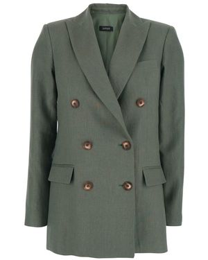 Plain Double Breasted Blazer Linen - Green