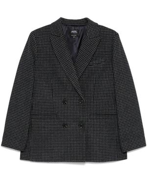 A.P.C. Double-Breasted Anthracite Wool Blazer - Black