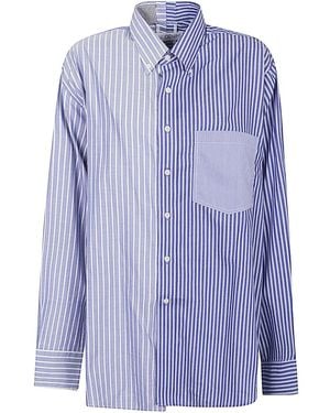 E.L.V. Denim Striped Denim Shirt - Blue