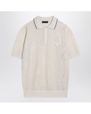 Prada Openwork Talc-Coloured Polo - White