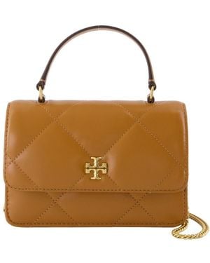 Tory Burch Kira Diamond Mini Top Handle Wallet On Chain - Brown