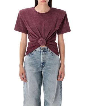Magda Butrym Knotted Ribbed T-Shirt - Blue