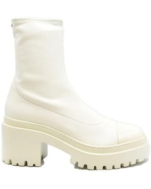 Giuseppe Zanotti Leather Ankle Boots With Block Heel - White