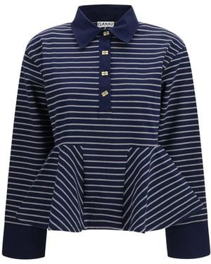 Ganni Polo Shirts - Blue