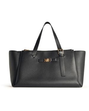 Versace Embossed Leather Duffel Bag - Black