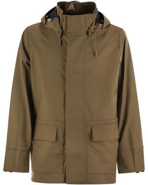 K-Way Technical Wool Blend Hooded Jacket - Green