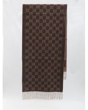 Gucci Gg Cashmere Scarf - Brown
