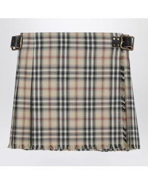 Burberry Mini Kilt With Check Pattern - Natural