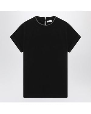 Brunello Cucinelli Crew-Neck T-Shirt With Pendant - Black