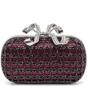 Self-Portrait Clutch Bag With Bow And Crystals - Purple