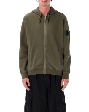 Stone Island Brushed Organic Cotton Zip-Up Hoodie - Green