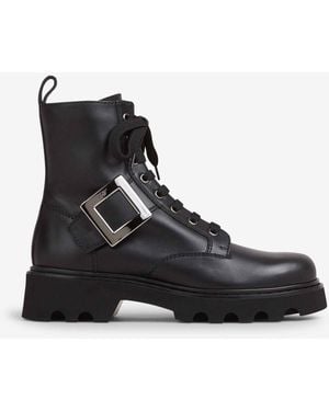 【関税&送料込】Roger Vivier Black Leather Lace-Up Boot Roger Vivier Leather Lace-Up Shoes in Black | Lyst