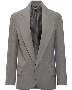 Victoria Beckham Tailored Blazer With Wide Revers - Gray