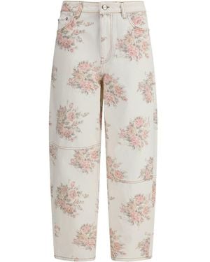 Ganni Stary Floral-Print Jeans - White