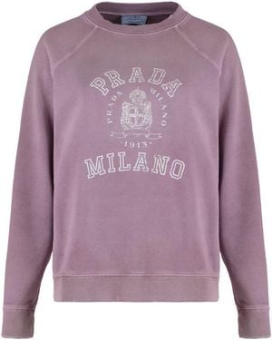 Prada Printed Cotton Sweatshirt With Distressed Details - Purple
