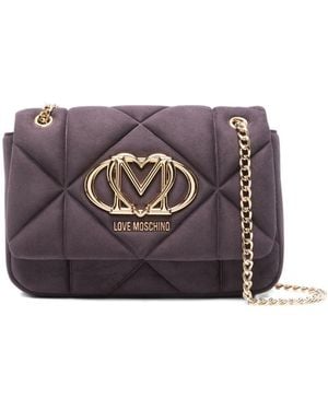 Love Moschino Quilted Logo-Plaque Shoulder Bag - Purple