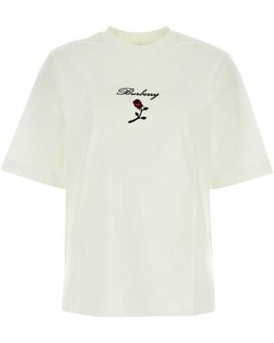 Burberry Check Print Cotton T-Shirt For - White