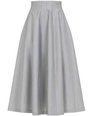 Alberta Ferretti Virgin Wool Midi Skirt - Gray