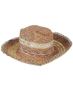 Exquisite J Raffia Fedora Hat - Brown