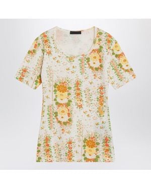 Prada Floral Print T-Shirt - Yellow