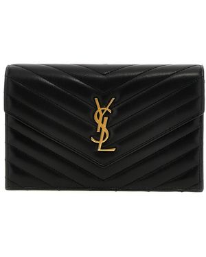Saint Laurent 'envelope Cassandre' Wallet On Chain - Black
