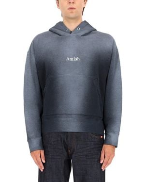 AMISH Sweatshirt With Logo - Blue