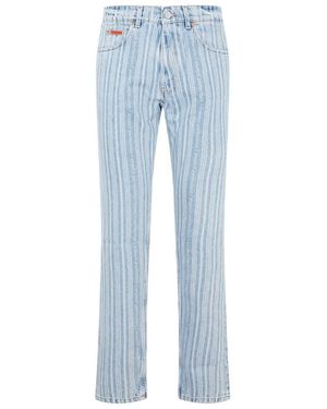 Martine Rose Pinstripe Straight Leg Cotton Jeans - Blue