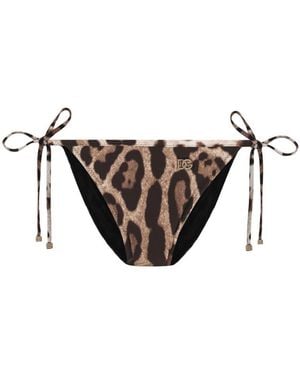Dolce & Gabbana Leopard Print Bikini Bottom - Brown