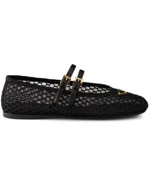 Prada Mesh Ballerina Shoes - Black