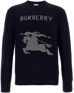 Burberry Logo Intarsia Sweater - Blue