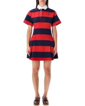 Polo Ralph Lauren Striped Cotton Rugby Dress - Red