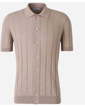 Gran Sasso Ribbed Open Polo - Natural