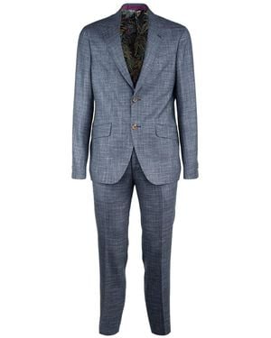 Etro Check Blue Wool Mixed Dress