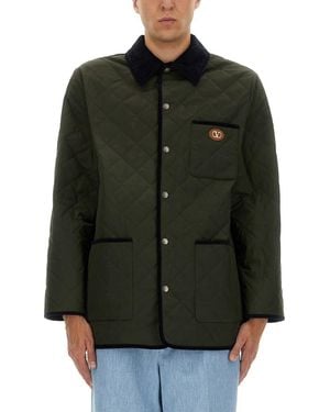 Valentino Garavani Quilted Shirt Jacket With "Vlogo" Patch - Green